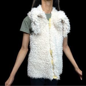 White Faux Fur Party Vest, Penny Lane 70s Boho Costume